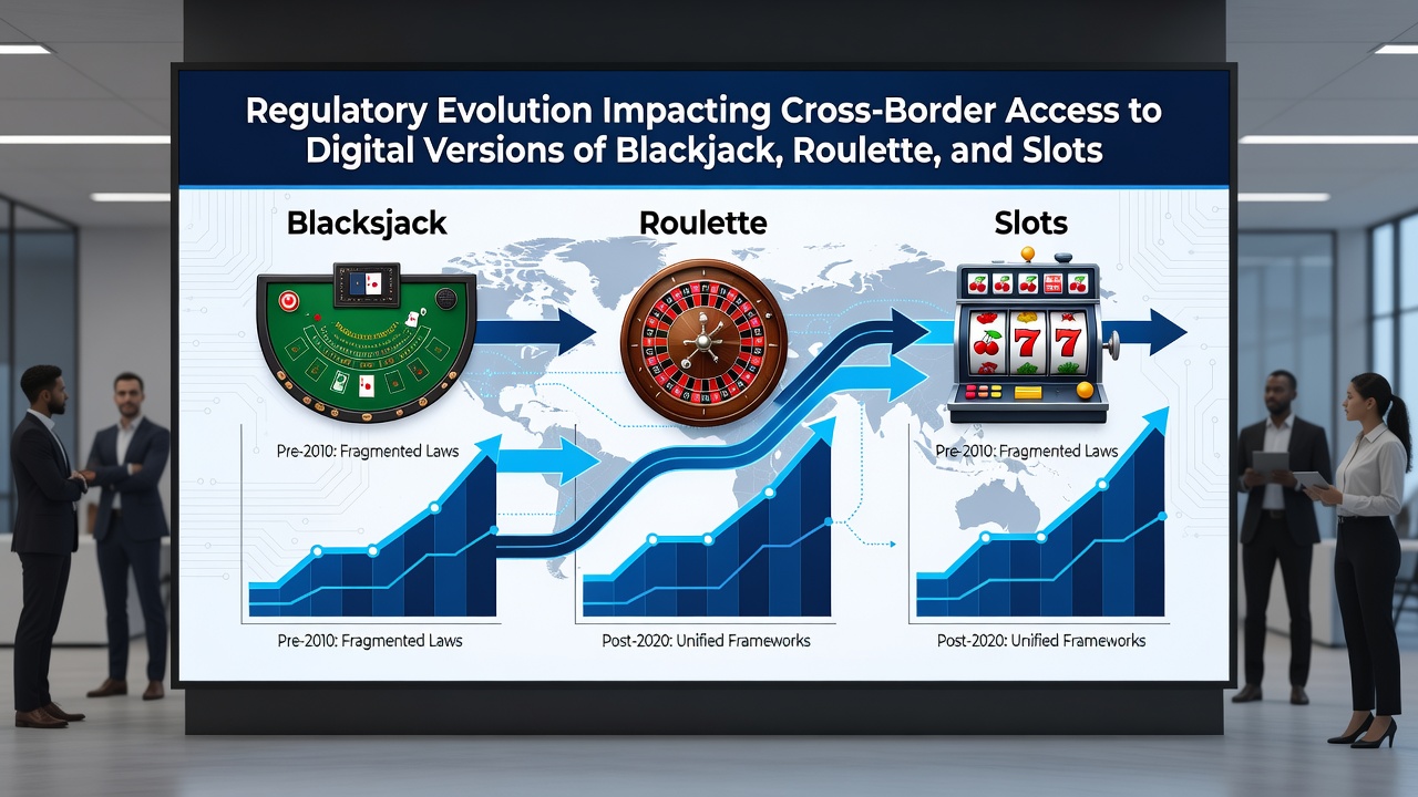 Regulatory compliance dashboards and international map overlays indicating access restrictions for digital gambling platforms