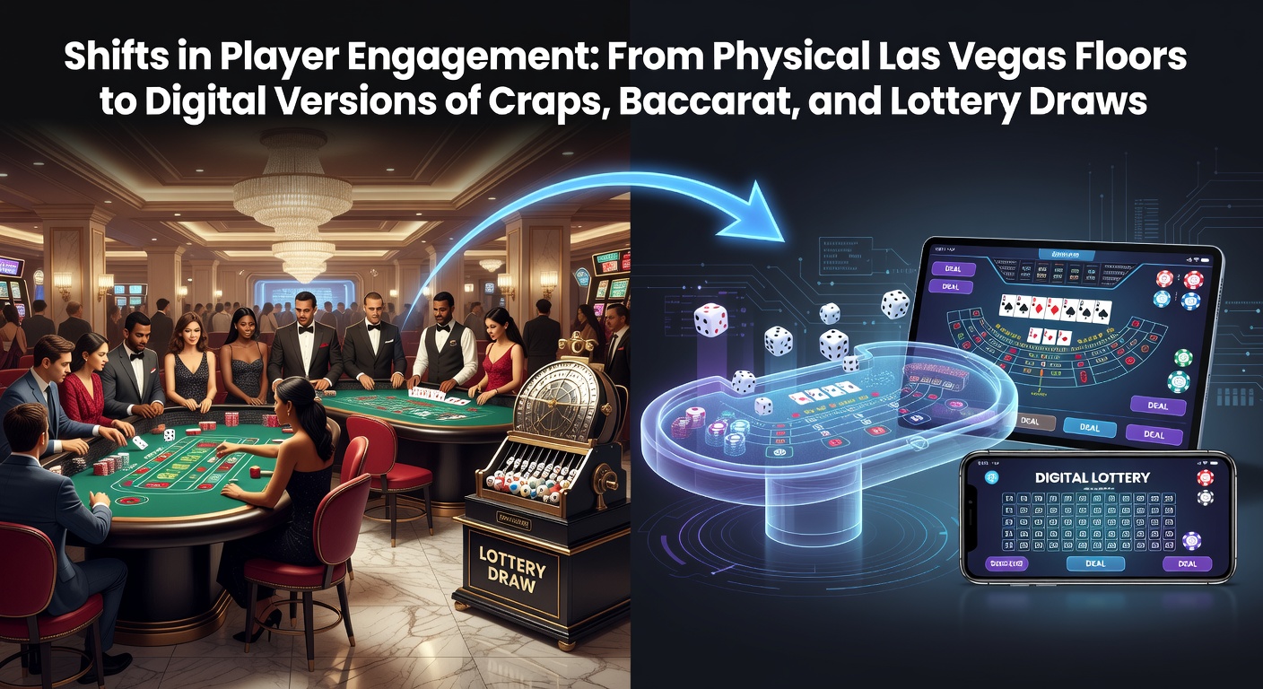 Las Vegas casino floor transitioning to digital screens showing craps and baccarat tables